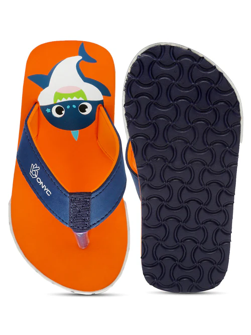 Kids orange shark footwear
