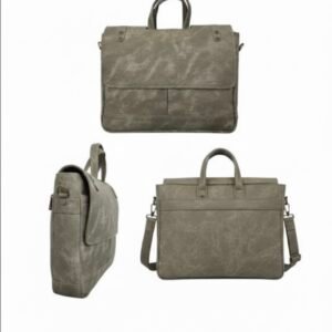 Rustic Grey Distressed Leather Laptop Bag