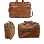 Classic Tan Leather Office Laptop Bag