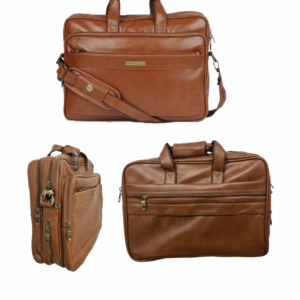 Classic Tan Leather Office Laptop Bag